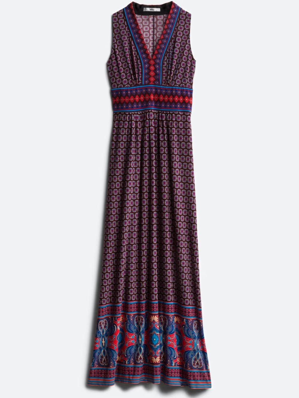 Wisp Maxi Dress with Red & Blue Geometric Print size 4